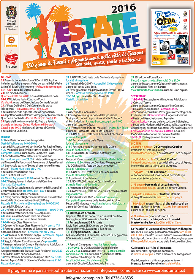 Estate Arpinate 2016 (agg. 4 luglio)